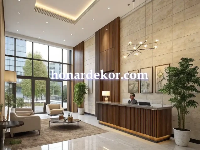 روناش دکور طراحی و دکوراسیون داخلی برای لابی ساختمان در تهران سعادت آباد